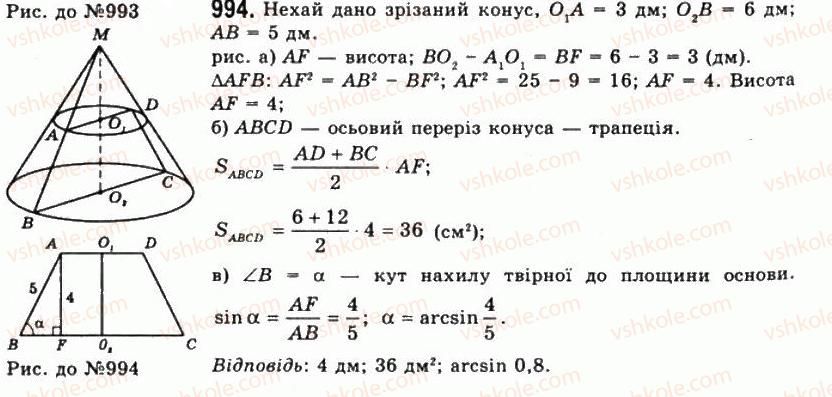 фото задание 994 - § 26. конус і зрізаний конус - розділ 3. тіла обертання
