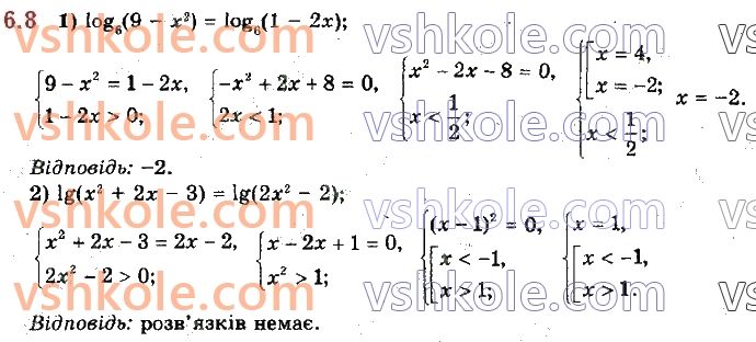 фото задание 8 - 6. логарифмічні рівняння - алгебра. § 1. показникова та логарифмічна функції