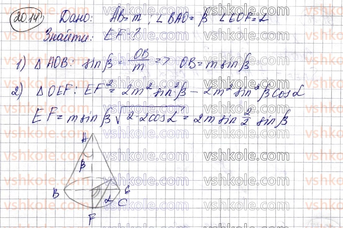 фото задание 14 - 20. конус - геометрія. § 5. тіла обертання