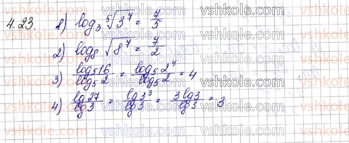 фото задание 23 - § 4. логарифми та їх властивості - алгебра. розділ 1. показникова та логарифмічна функції