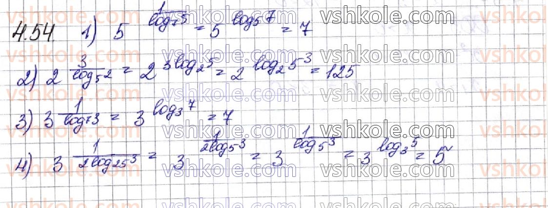 фото задание 54 - § 4. логарифми та їх властивості - алгебра. розділ 1. показникова та логарифмічна функції