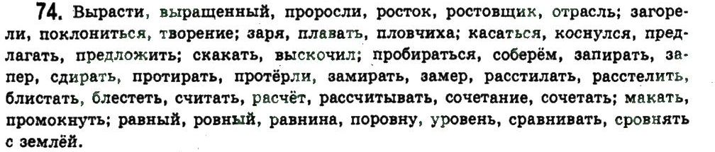 фото задание 74 - сложные случаи орфографии - обобщение и систематизация изученного