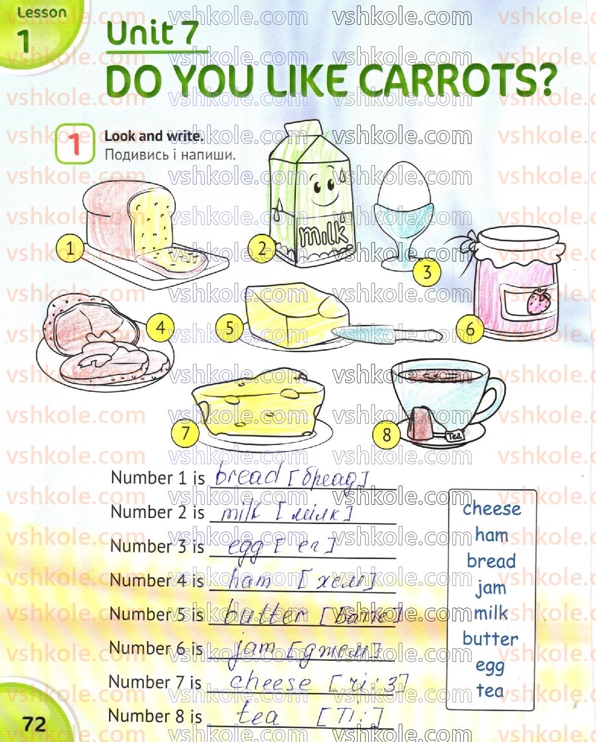 фото задание стр72 - unit 7. do you like carrots?