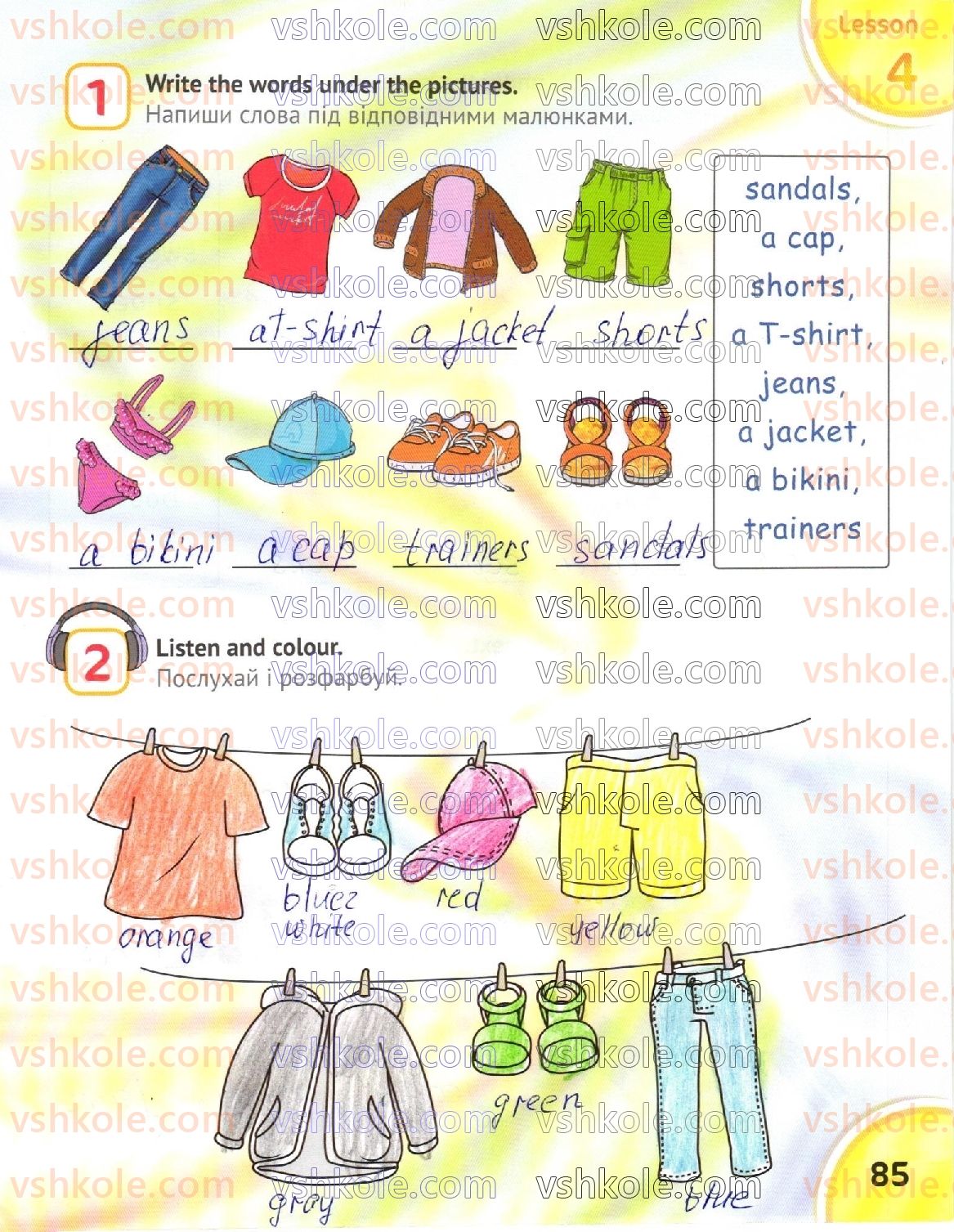 фото задание стр85 - unit 8. seasons and clothes