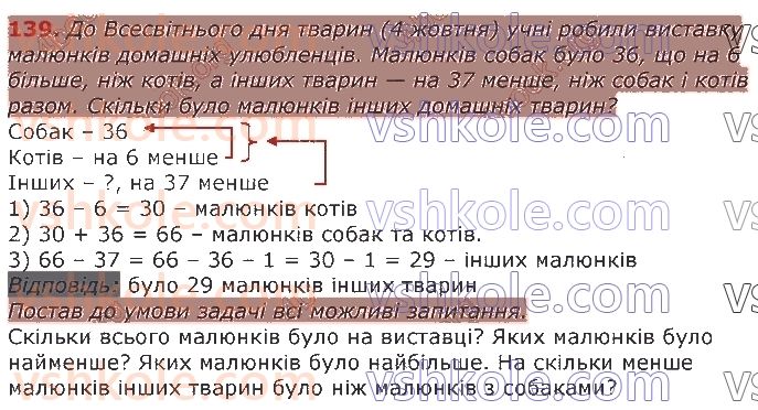 фото задание 139 - повторення вивченого у 2 класі. нумерація та додавання і віднімання чисел у межах 100. рівняння