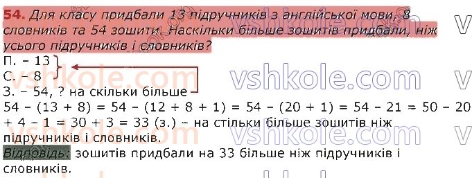 фото задание 54 - повторення вивченого у 2 класі. нумерація та додавання і віднімання чисел у межах 100. рівняння