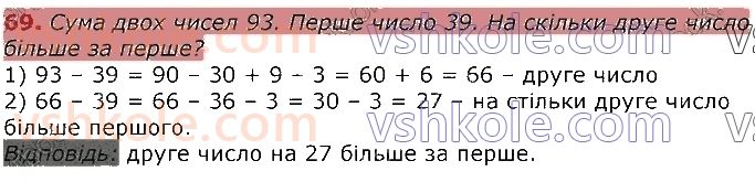 фото задание 69 - повторення вивченого у 2 класі. нумерація та додавання і віднімання чисел у межах 100. рівняння