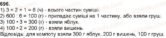 фото задание 696 - ділення натуральних чисел - множення і ділення багатоцифрових чисел