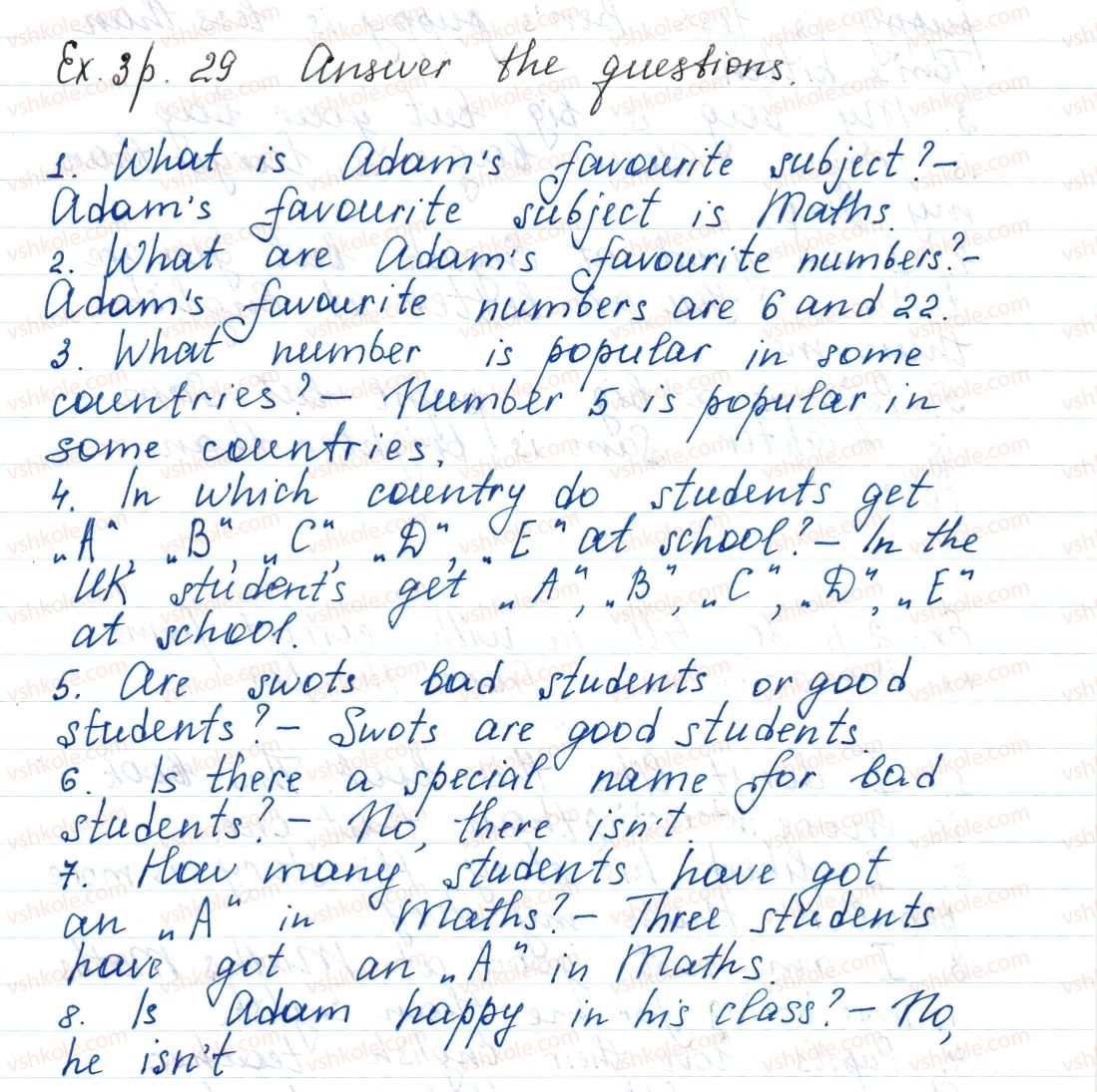 фото задание ex3p29 - unit 1. time for school