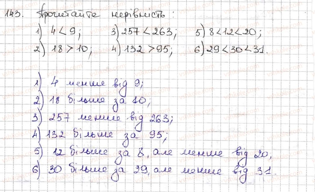 фото задание 143 - 6. порівняння натуральних чисел - § 1. натуральні числа