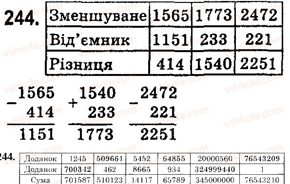 фото задание 244 - § 8. віднімання натуральних чисел - розділ 2. дії першого ступеня з натуральними числами