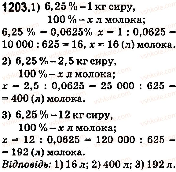 фото задание 1203 - § 33. задачі на відсотки - розділ 7. відсотки. середнє арифметичне