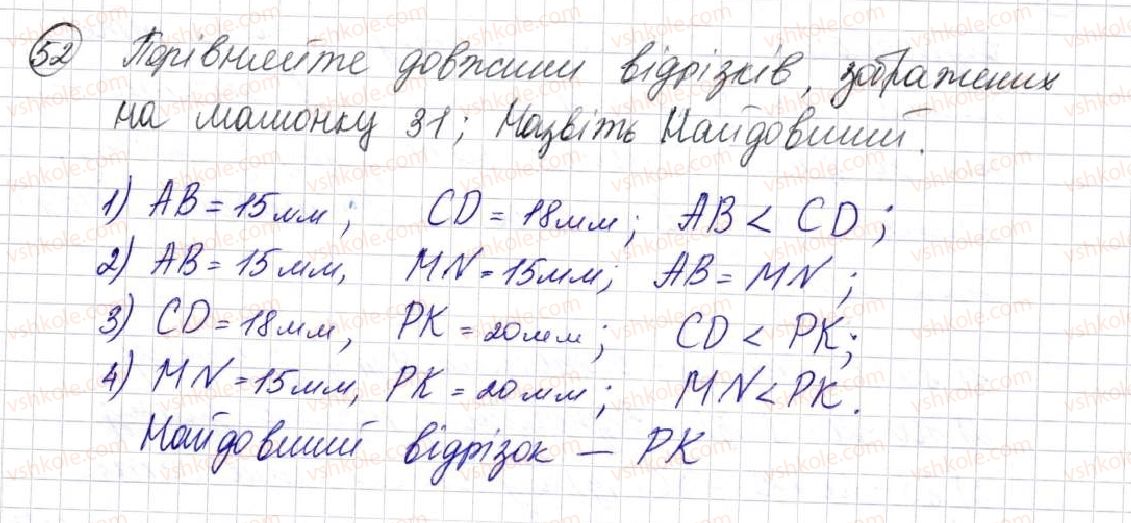 фото задание 52 - § 2. пряма, промінь, відрізок. вимірювання відрізків - розділ 1. лічба, вимірювання і числа