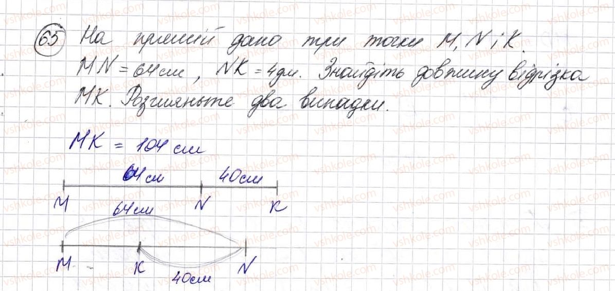 фото задание 65 - § 2. пряма, промінь, відрізок. вимірювання відрізків - розділ 1. лічба, вимірювання і числа