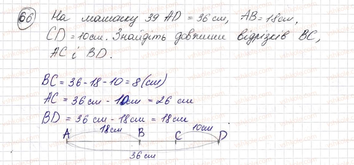 фото задание 66 - § 2. пряма, промінь, відрізок. вимірювання відрізків - розділ 1. лічба, вимірювання і числа
