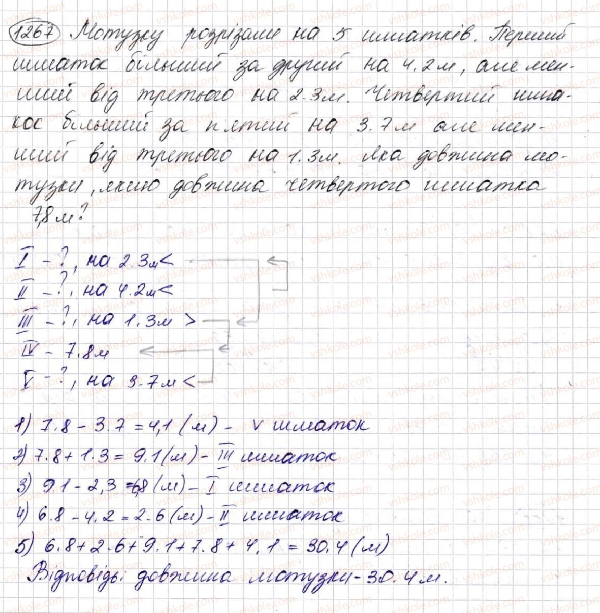 фото задание 1267 - § 30. додавання і віднімання десяткових дробів - розділ 7. десяткові дроби та дії з ними