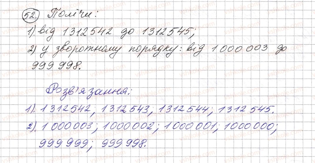 фото задание 52 - § 1. натуральні числа. число нуль. цифри. десятковий запис натуральних чисел - розділ 1. натуральні числа і дії з ними. геометричні фігури і величини