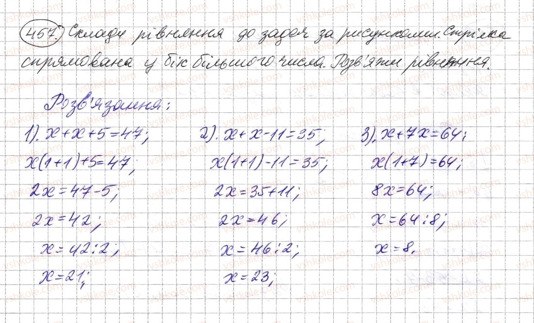 фото задание 457 - § 13. розв’язування текстових задач за допомогою рівнянь - розділ 1. натуральні числа і дії з ними. геометричні фігури і величини