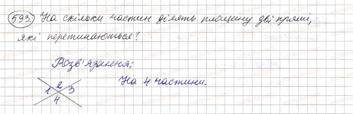 фото задание 593 - § 17. промінь, пряма, площина - розділ 1. натуральні числа і дії з ними. геометричні фігури і величини