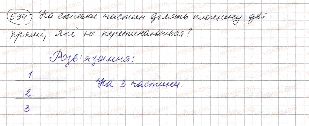 фото задание 594 - § 17. промінь, пряма, площина - розділ 1. натуральні числа і дії з ними. геометричні фігури і величини