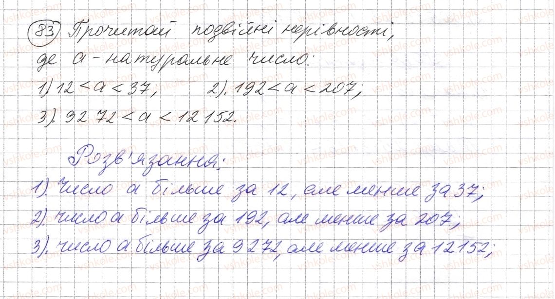 фото задание 83 - § 2. порівняння натуральних чисел - розділ 1. натуральні числа і дії з ними. геометричні фігури і величини