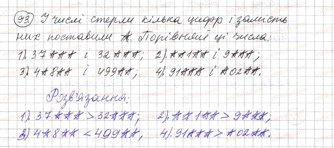 фото задание 93 - § 2. порівняння натуральних чисел - розділ 1. натуральні числа і дії з ними. геометричні фігури і величини
