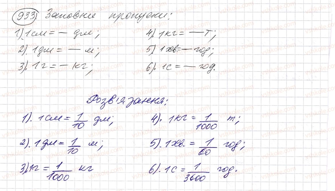 фото задание 933 - § 27. звичайні дроби - розділ 2. дробові числа і дії з ними