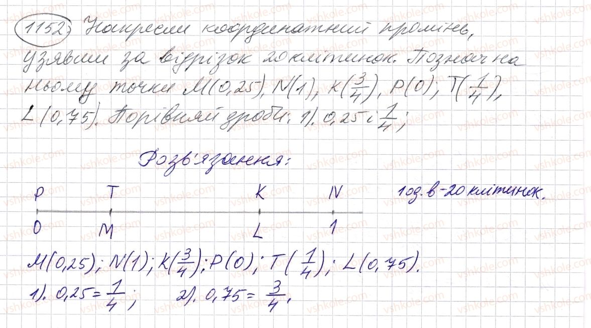 фото задание 1152 - § 34. десятковий дріб. запис десяткових дробів - розділ 2. дробові числа і дії з ними