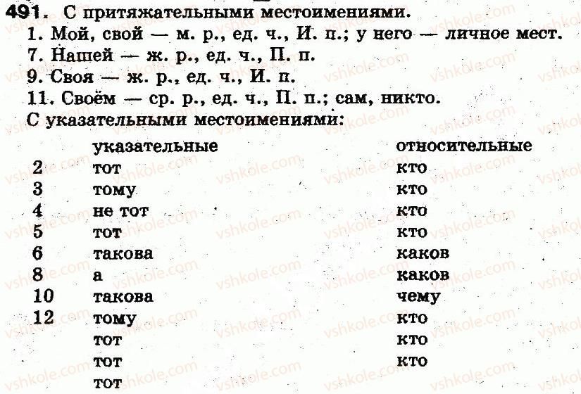 фото задание 491 - § 35. притяжательные и указательные местоимения - морфология
