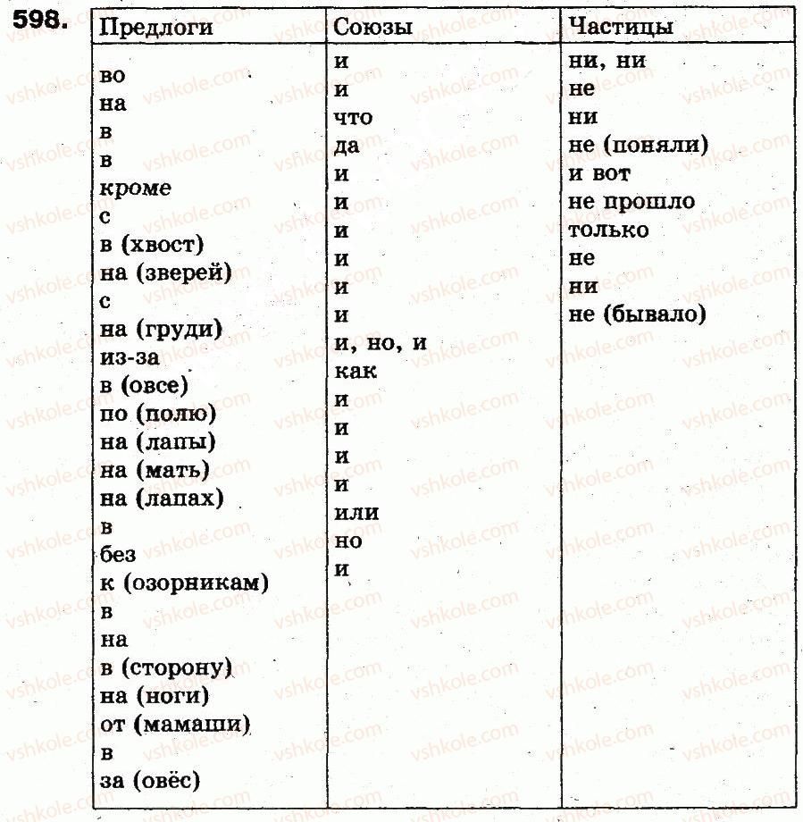 фото задание 598 - § 42. частицы - служебные части речи