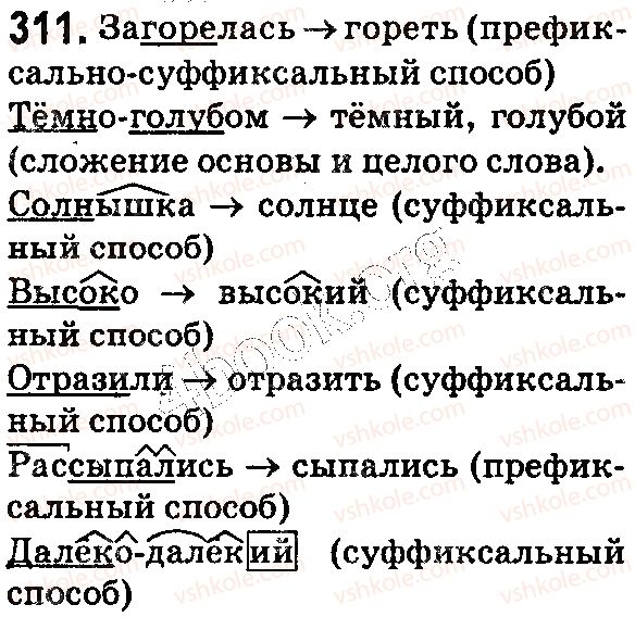 фото задание 311 - § 67. словообразовательный разбор. словообразовательный словарь - состав слова. словообразование. орфография