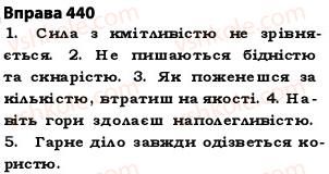 фото задание 440 - § 31. подвоєння букв на позначення подовжених м’яких приголосних та збігу однакових приголосних звуків - фонетика. графіка. орфоепія. орфографія