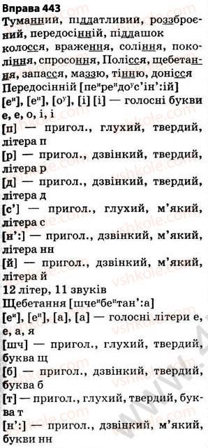 фото задание 443 - § 31. подвоєння букв на позначення подовжених м’яких приголосних та збігу однакових приголосних звуків - фонетика. графіка. орфоепія. орфографія