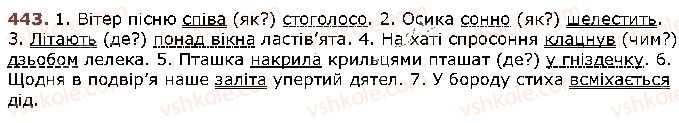 фото задание 443 - § 37. другорядні члени речення: додаток, означення, обставини - відомості з синтаксису й пунктуації