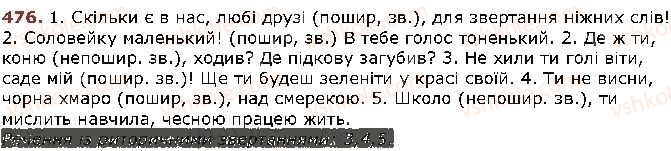 фото задание 476 - § 40. звертання. роль звертань у реченні - відомості з синтаксису й пунктуації