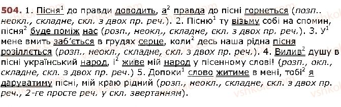 фото задание 504 - § 42. складні речення з безсполучниковим і сполучниковим зв'язком - відомості з синтаксису й пунктуації