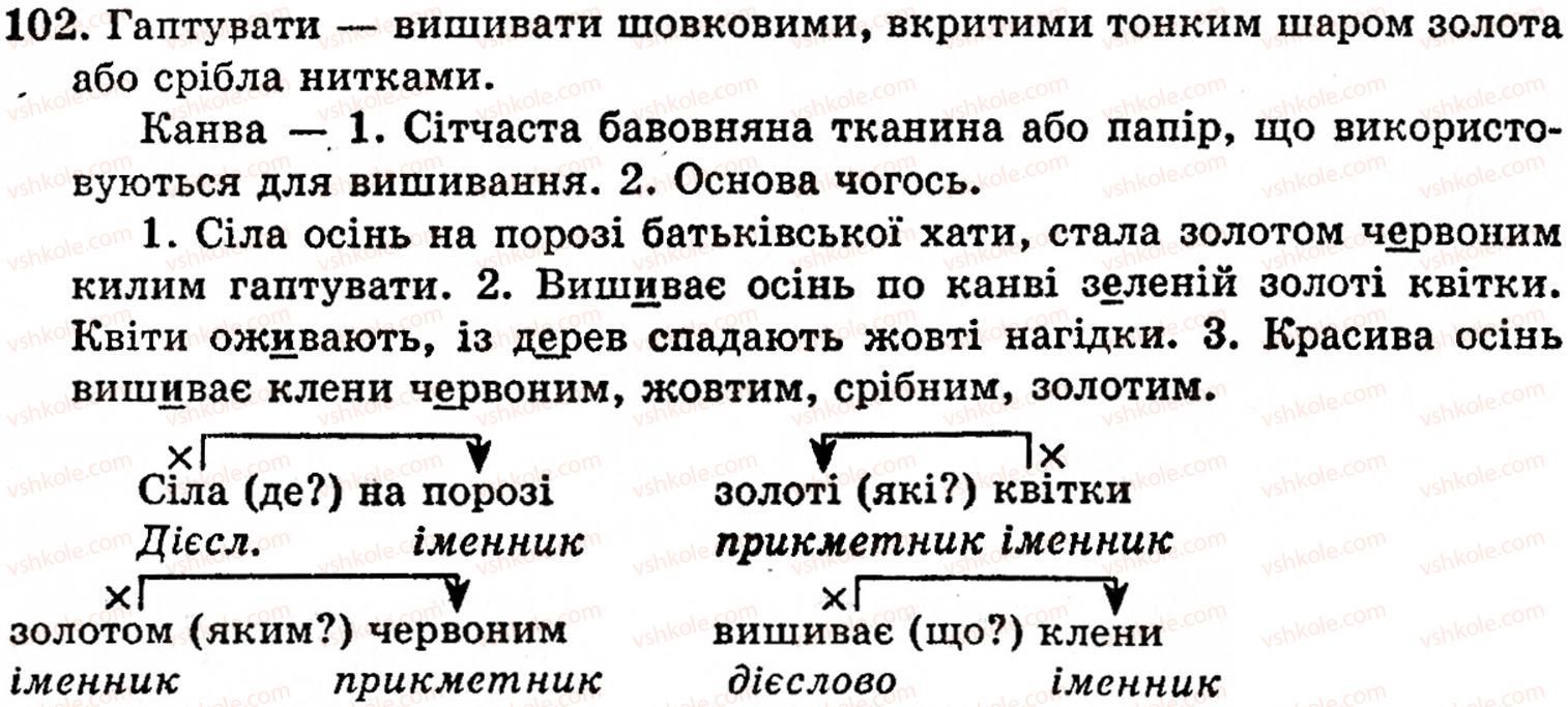 фото задание 102 - § 5. словосполучення. головне й залежне слова у словосполученні - синтаксис і пунктуація