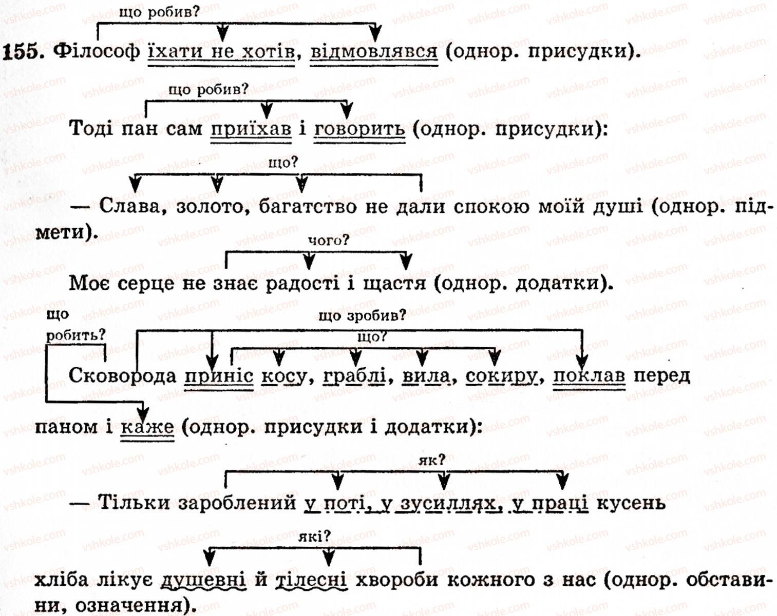 фото задание 155 - § 9. речення з однорідними членами - синтаксис і пунктуація