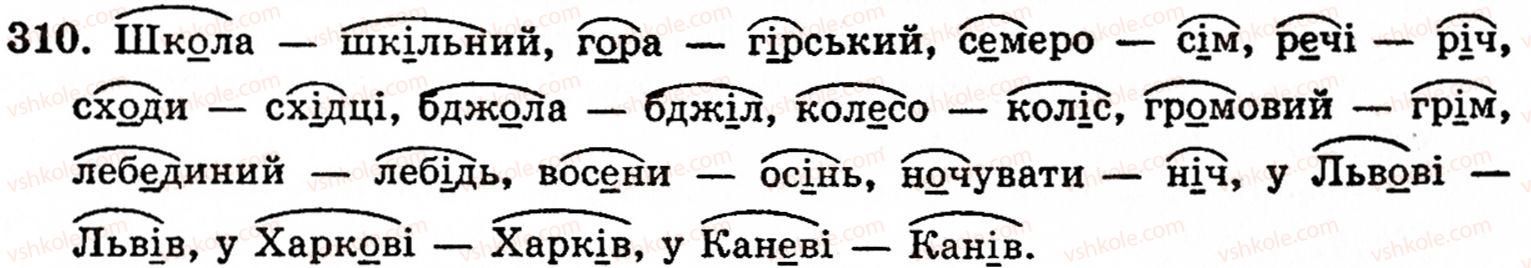 фото задание 310 - § 22. найпоширеніші випадки чергування звуків - фонетика. орфоепія. графіка. орфографія