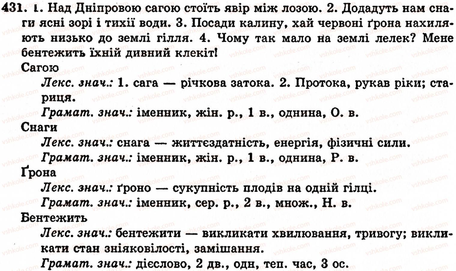 фото задание 431 - § 30. лексичне значення слова. однозначні й багатозначні слова. пряме й переносне значення слова - лексикологія