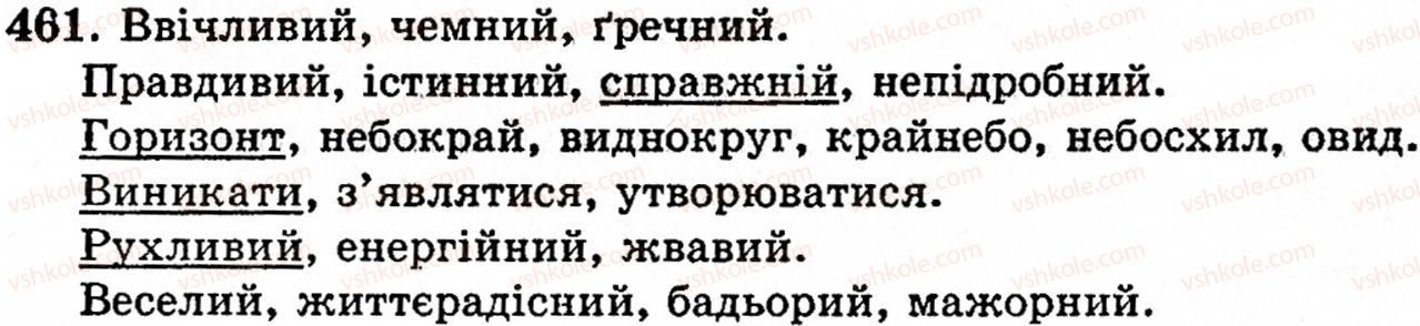 фото задание 461 - § 32. групи слів за значенням: синоніми, антоніми, омоніми - лексикологія