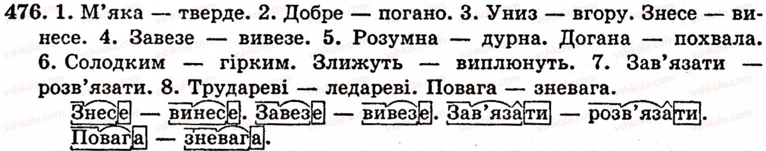 фото задание 476 - § 32. групи слів за значенням: синоніми, антоніми, омоніми - лексикологія