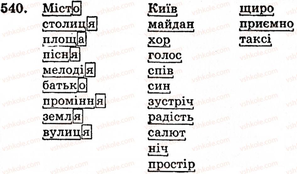 фото задание 540 - § 37. корінь, префікс, суфікс і закінчення - значущі частини слова. основа слова - будова слова. орфографія