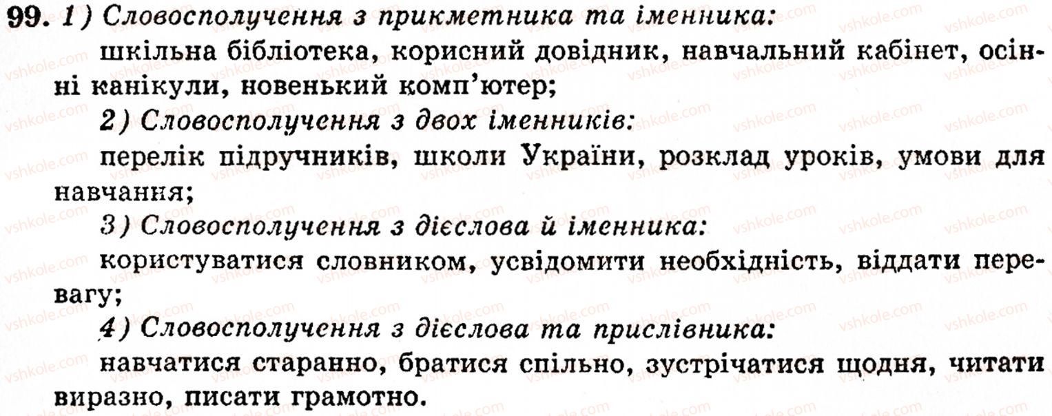 фото задание 99 - § 5. словосполучення. головне й залежне слова у словосполученні - синтаксис і пунктуація