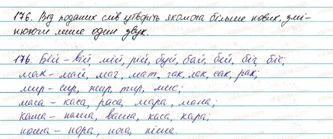 фото задание 176 - § 23. звуки мови і звуки мовлення. звуки голосні та приголосні - фонетика графіка. орфоепія. орфографія
