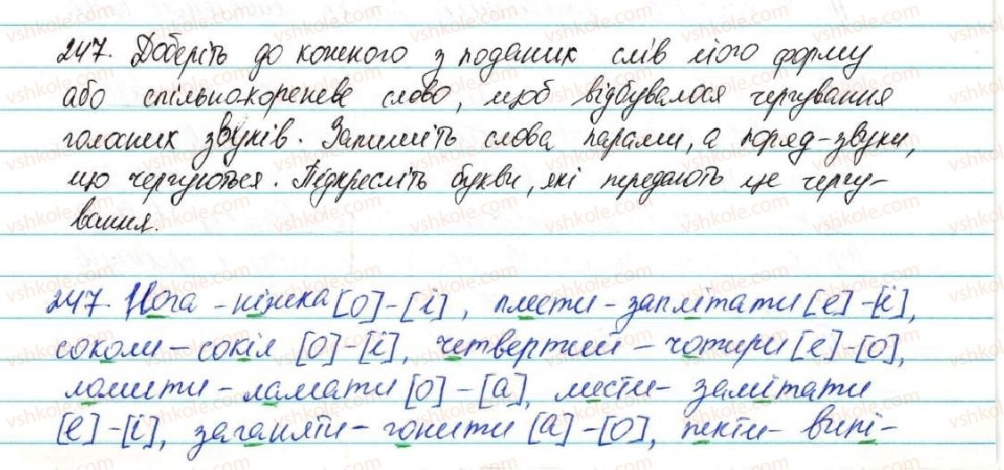 фото задание 247 - § 31. чергування голосних звуків - фонетика графіка. орфоепія. орфографія