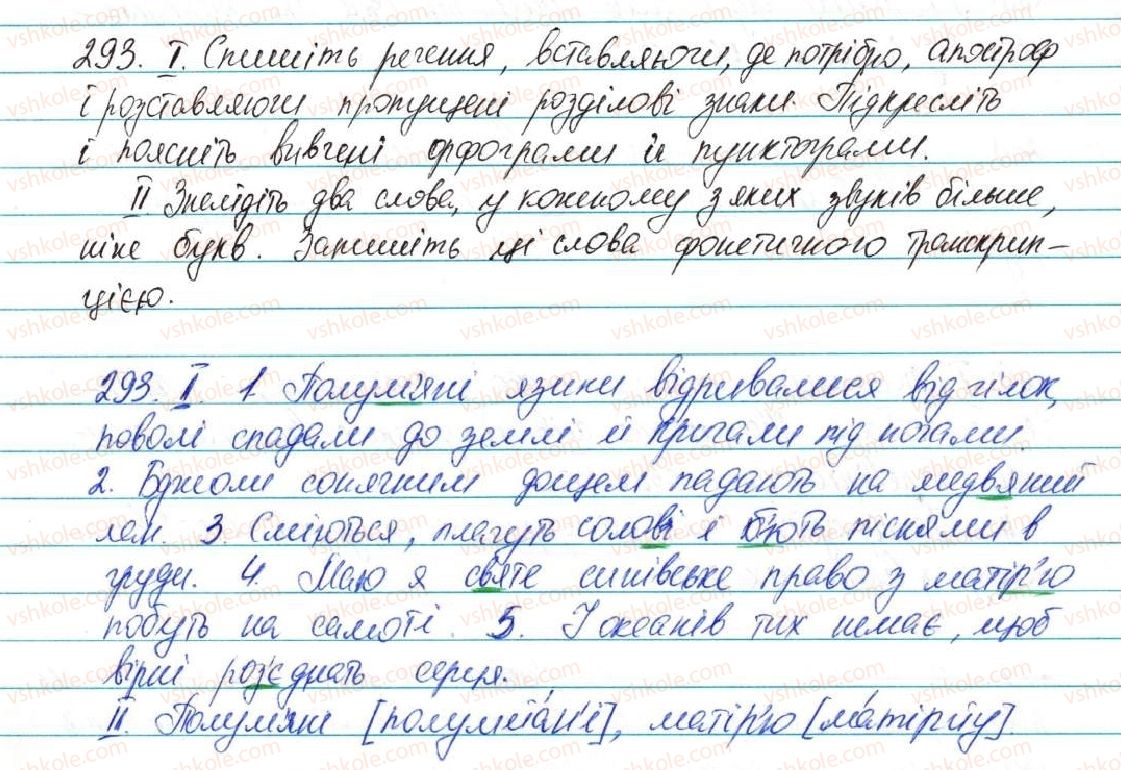фото задание 293 - § 36. вживання апострофа - фонетика графіка. орфоепія. орфографія