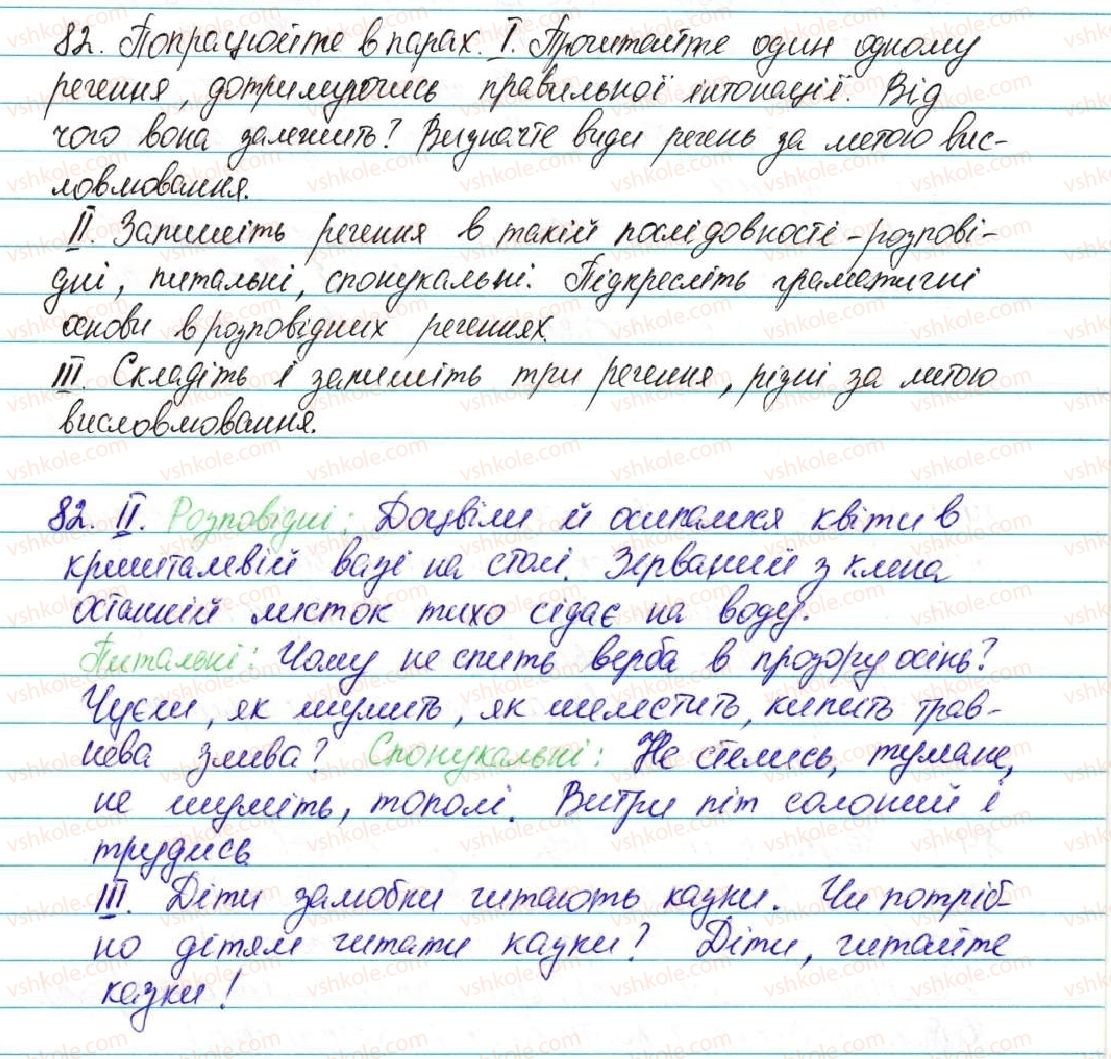 фото задание 82 - § 10. види речень за метою висловлювання. окличні речення - відомості із синтаксису та пунктуації