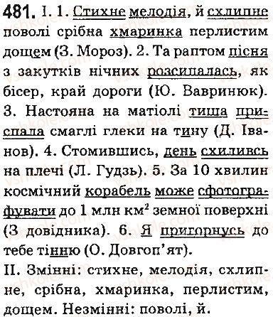 фото задание 481 - § 59. будова слова. словотвір. орфографія - повторення й узагальнення вивченого в п'ятому класі