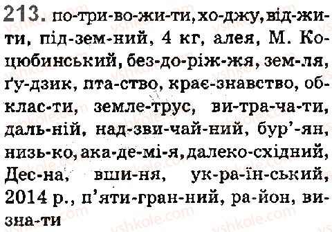 фото задание 213 - § 24. склад. основні правила переносу частин слова - фонетика. орфоепія. графіка. орфографія